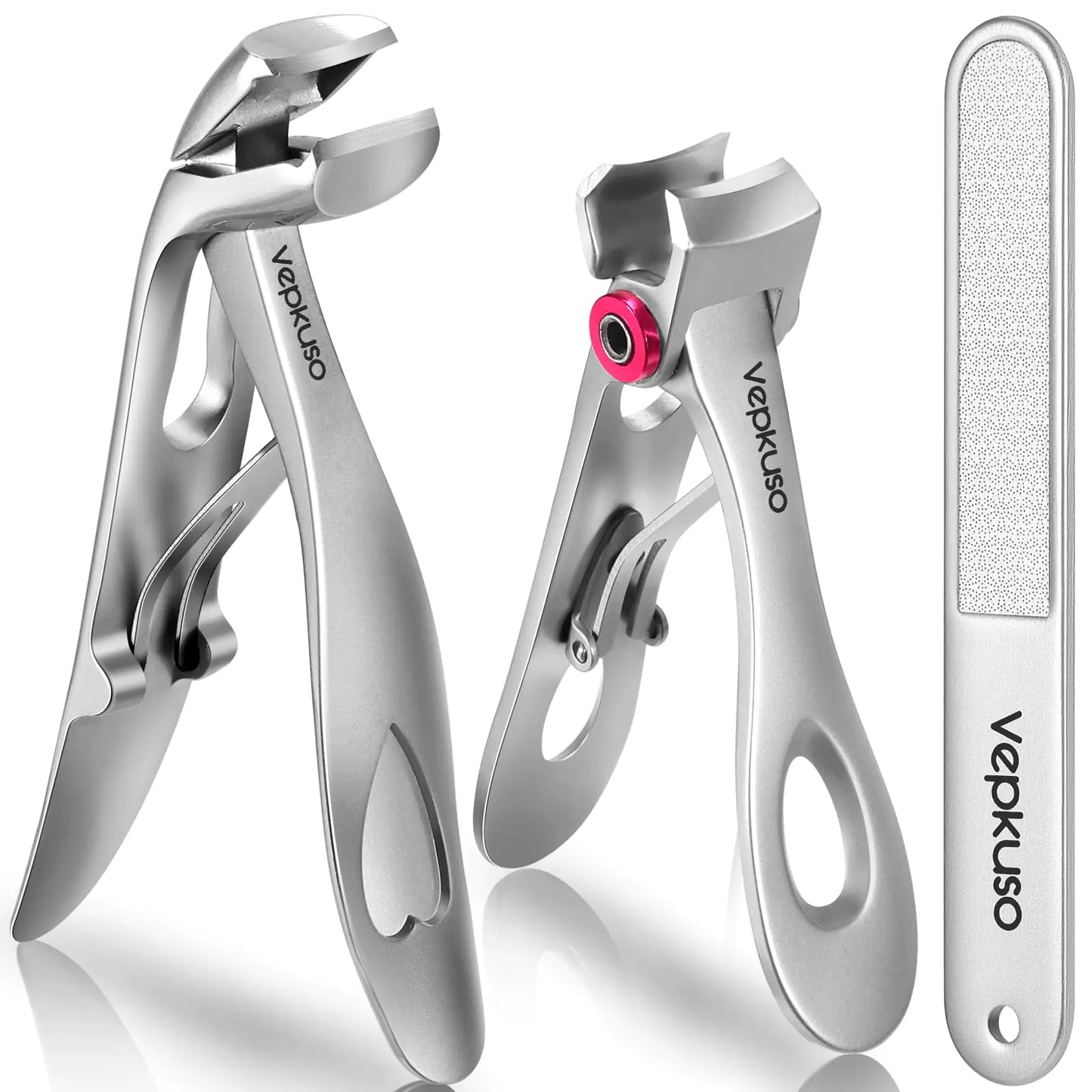 Nail Clippers for Seniors, Wide Jaw Fingernail Clippers and Angled Head Toenail Clippers for Thick Nail, Professional German Nail Clippers for Men, Women&Pregnant，Sliver Sliver(2 Pack)