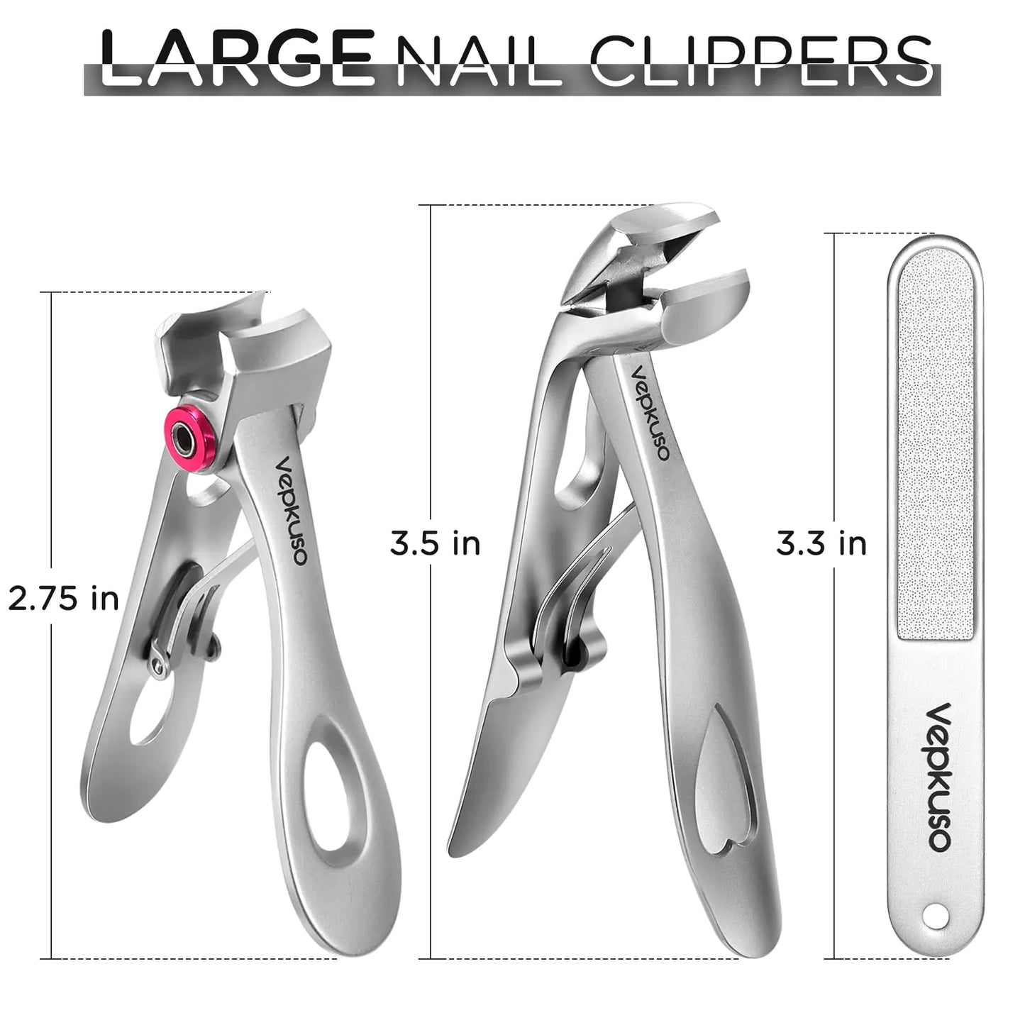 Nail Clippers for Seniors, Wide Jaw Fingernail Clippers and Angled Head Toenail Clippers for Thick Nail, Professional German Nail Clippers for Men, Women&Pregnant，Sliver Sliver(2 Pack)