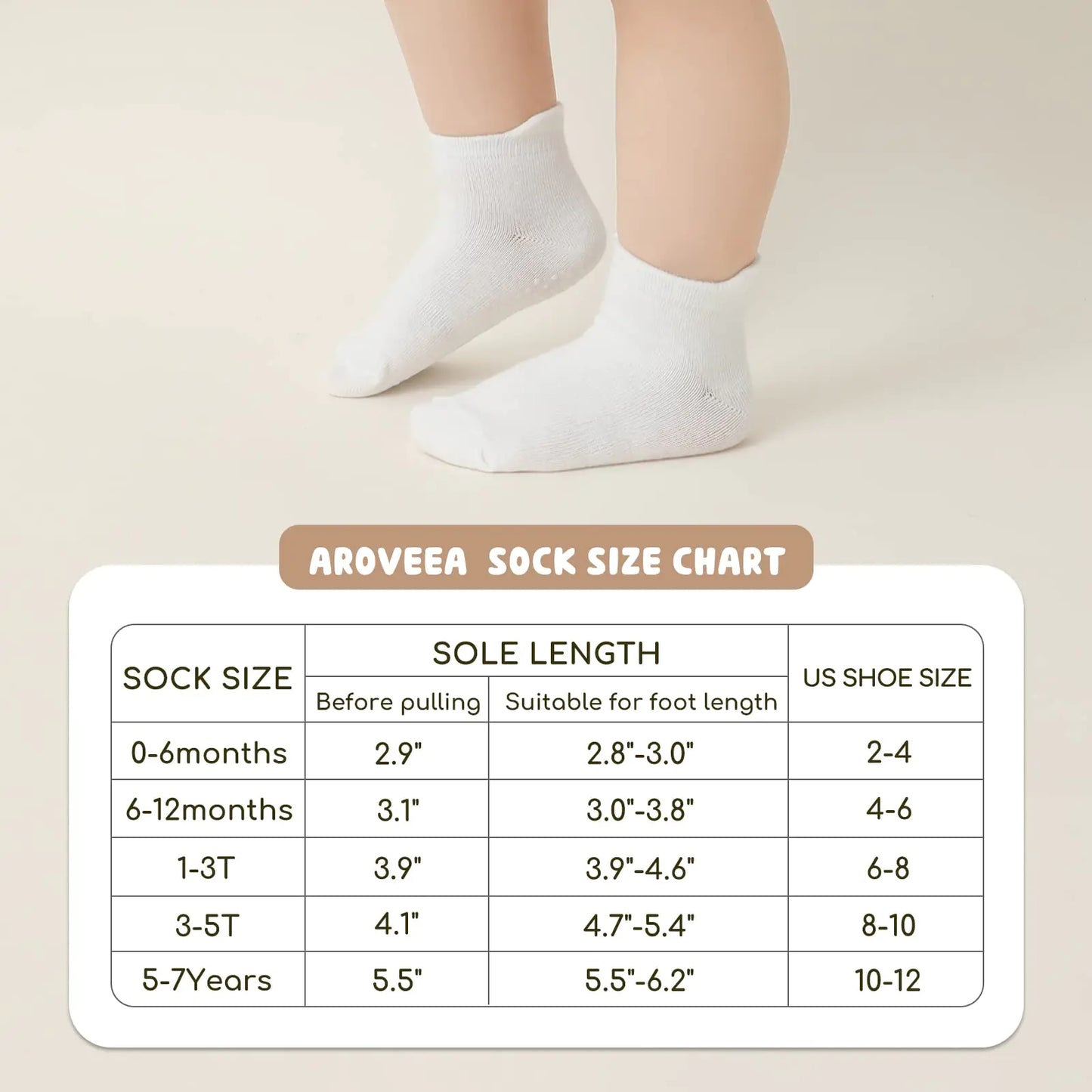 Non Slip Grip Ankle Baby Socks 12 Pack for Toddler Boys and Girls Kids Socks,Infant Cute Cotton Baby Socks 6-12 Months White