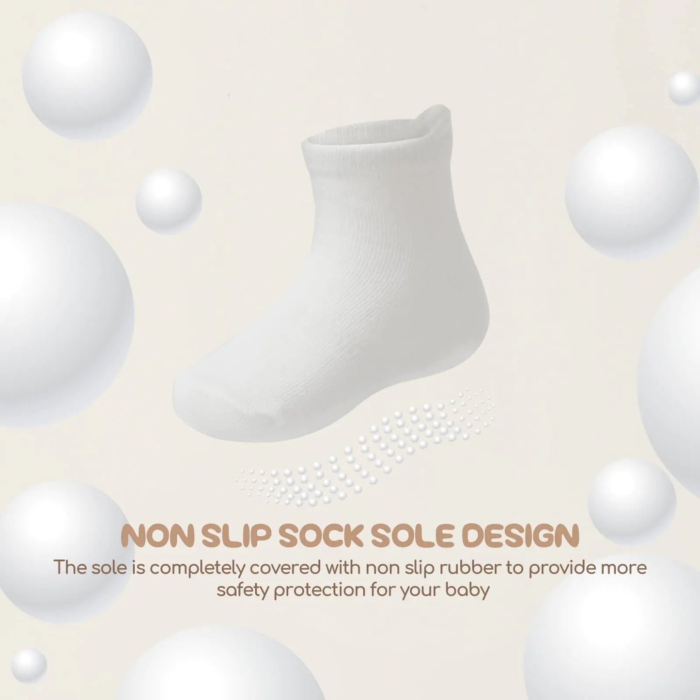 Non Slip Grip Ankle Baby Socks 12 Pack for Toddler Boys and Girls Kids Socks,Infant Cute Cotton Baby Socks 6-12 Months White